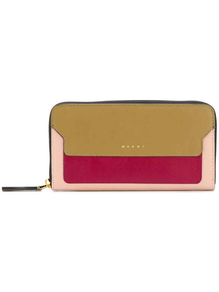 Marni Colour Block Zipped Wallet - Pink & Purple