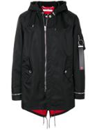 Givenchy Zip Front Hooded Coat - Black