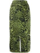 Ganni Printed Midi Skirt - Green