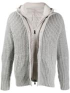 Herno Layered Effect Hooded Zip-up Jacket - Grey