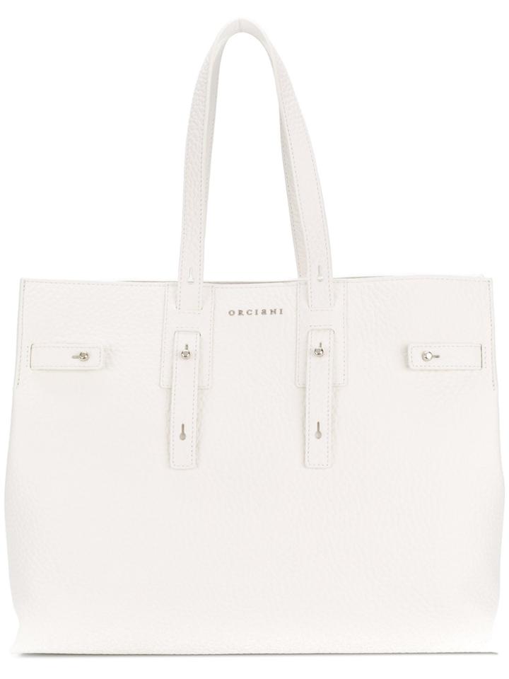 Orciani Top Handle Tote Bag - White