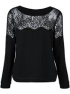 Twin-set Lace Insert Jumper, Women's, Size: Xxl, Black, Cotton/polyamide/wool