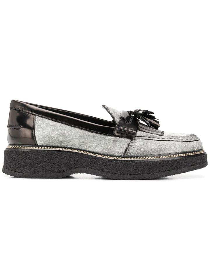 Tod's Fringe Tassel Loafers - Grey