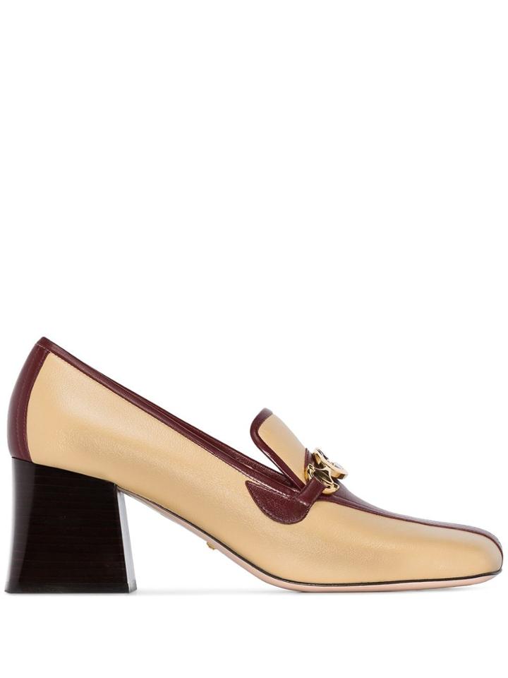 Gucci Zumi 65mm Leather Loafers - 109 - Neutrals