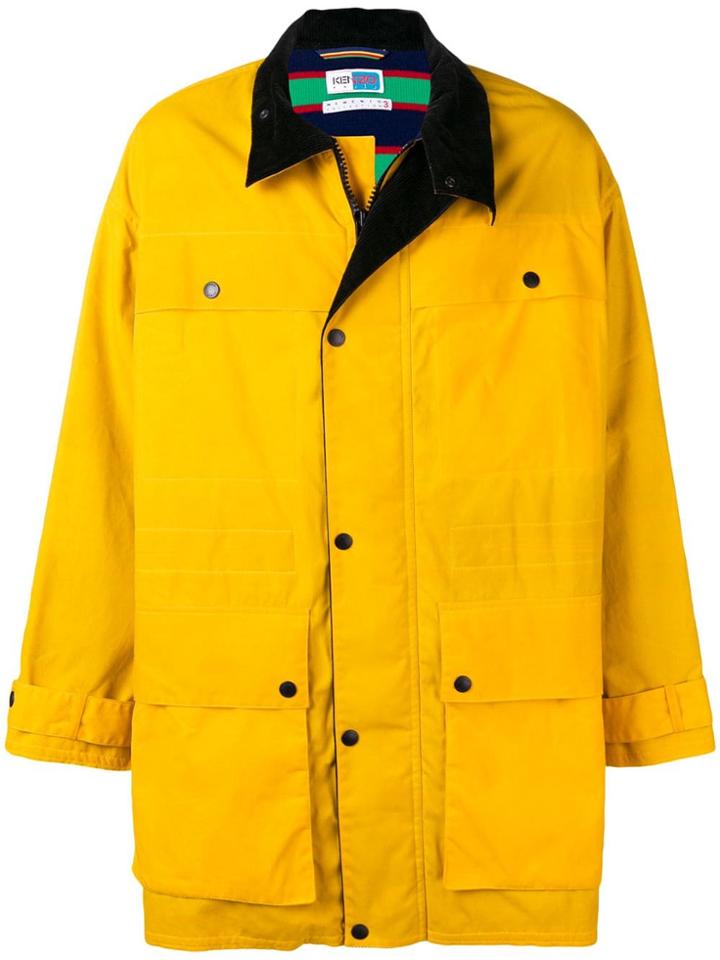 Kenzo Logo Patch Parka - Yellow