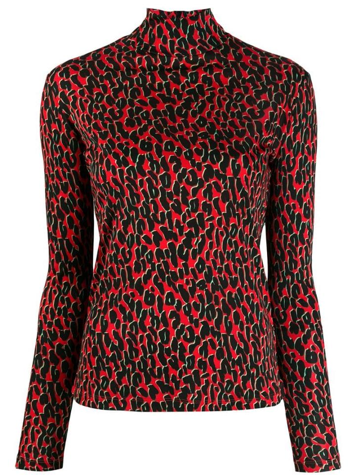 La Doublej Leopard Print Top - Red