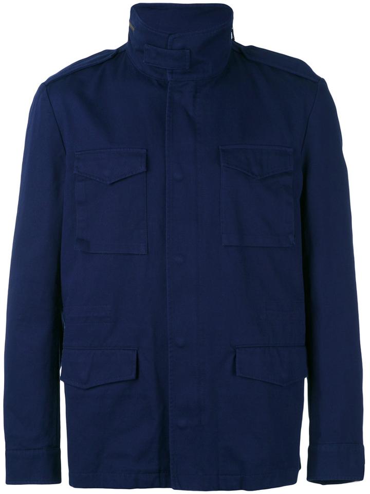 Mp Massimo Piombo - Washed Field Jacket - Men - Cotton/viscose - 46, Blue, Cotton/viscose