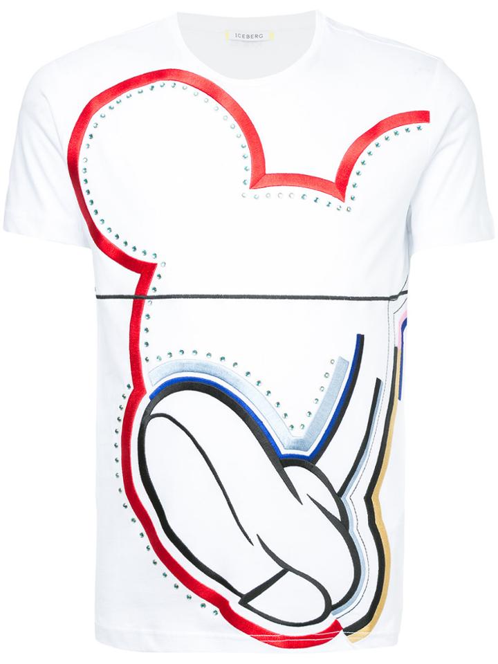Iceberg Mickey Embroidered Embellished T-shirt - Blue