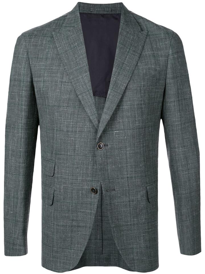 Eleventy Tartan Pattern Blazer - Green
