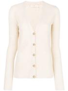Tory Burch Ribbed Fitted Cardigan - Nude & Neutrals