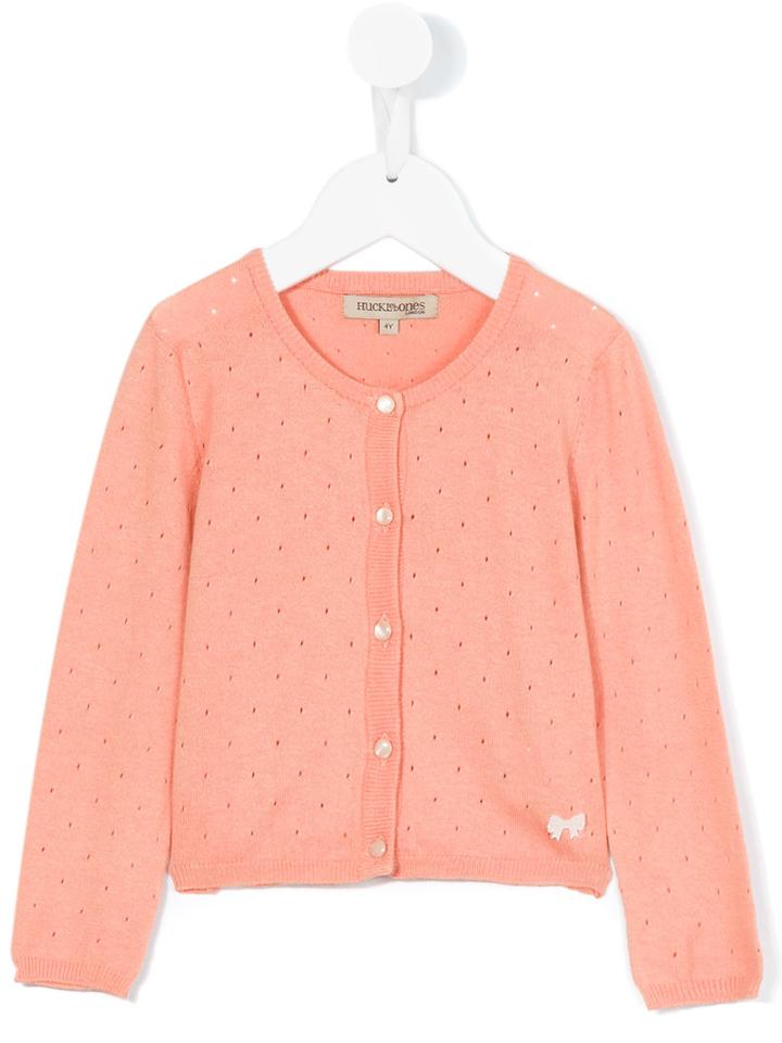 Hucklebones London - Perforated Cardigan - Kids - Cotton/cashmere - 8 Yrs, Pink/purple