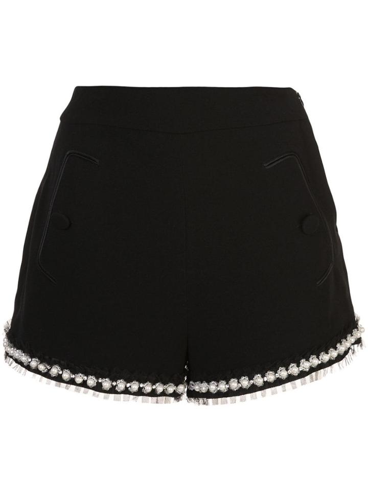 Alexis Kendrick Bejeweled Trim Shorts - Black