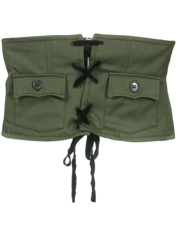 Miu Miu Lace-up Corset Belt - Green