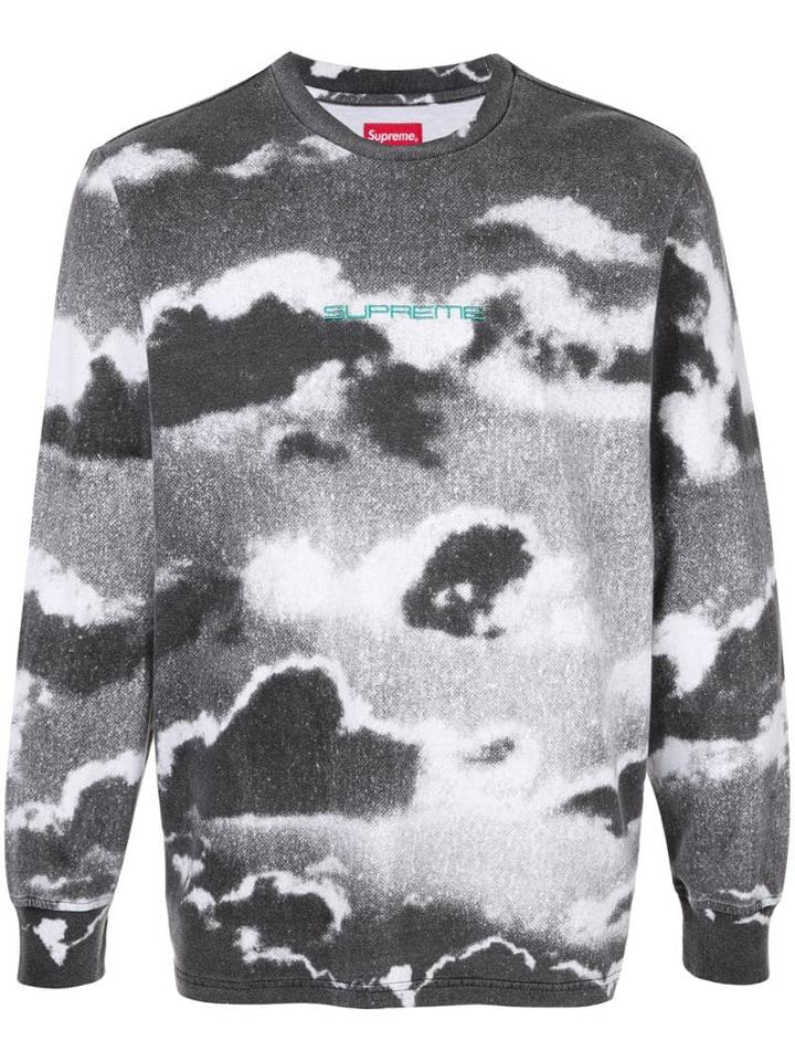 Supreme Cloud Print Long-sleeved T-shirt - Black