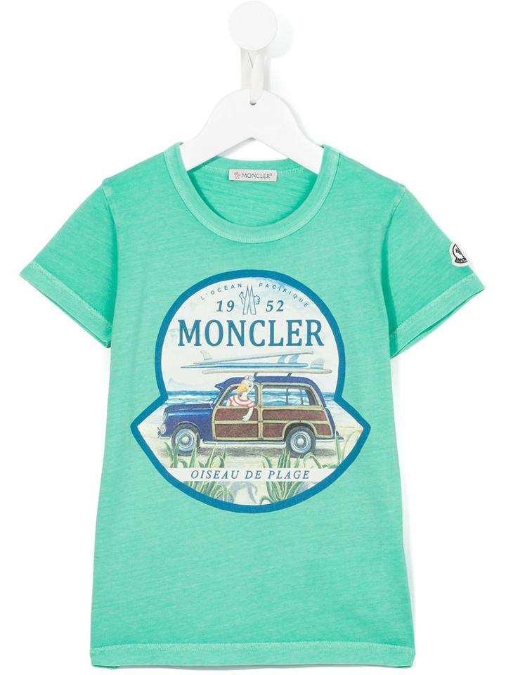 Moncler Kids Logo Print T-shirt, Size: 8 Yrs, Green