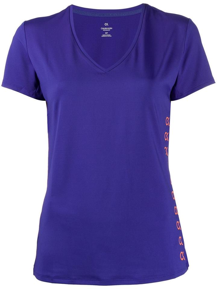 Calvin Klein Fitted V-neck T-shirt - Purple