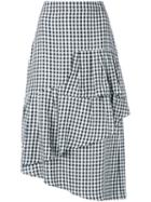 Tibi - Asymmetrical Gingham Skirt - Women - Acetate/viscose - 8, Black, Acetate/viscose