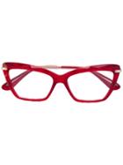 Dolce & Gabbana Eyewear - Cat Eye Glasses - Women - Acetate/metal (other) - 53, Red, Acetate/metal (other)