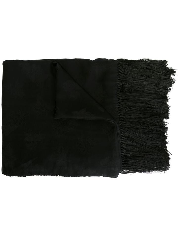 Emanuel Ungaro Vintage Rose Jacquard Scarf, Women's, Black