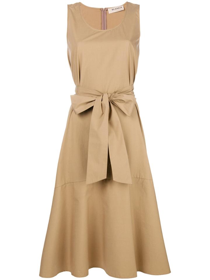 Blanca Belted Midi Dress - Nude & Neutrals