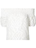 Zac Zac Posen Off-shoulder Jacquard Top, Women's, Size: Large, White, Polyester/cotton/nylon/polyester