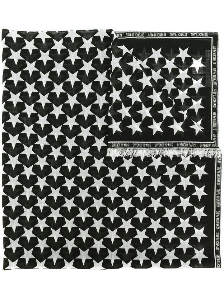Givenchy - Logo Star Embroidered Scarf - Women - Wool - One Size, Black, Wool