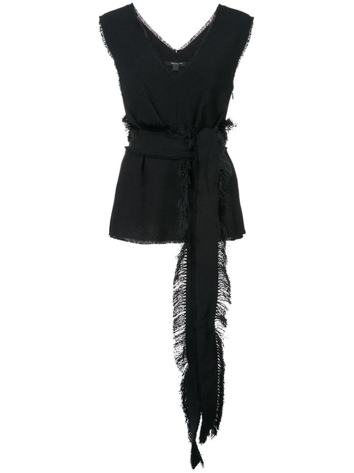Derek Lam Belted V-neck Top - Black