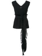 Derek Lam Belted V-neck Top - Black
