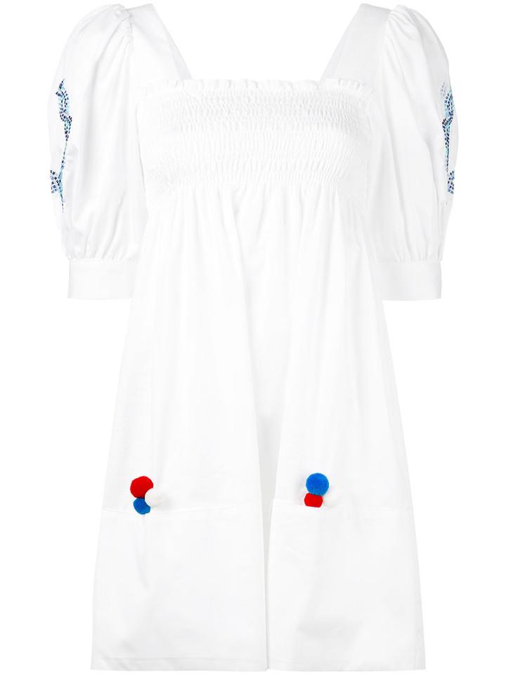 Forte Forte - Pompom Detail Dress - Women - Cotton/polyester - 42, White, Cotton/polyester