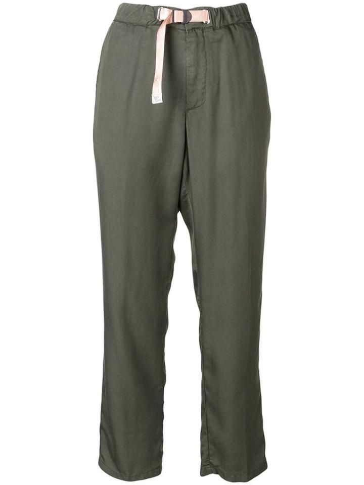 White Sand Cropped Straight-leg Trousers - Green