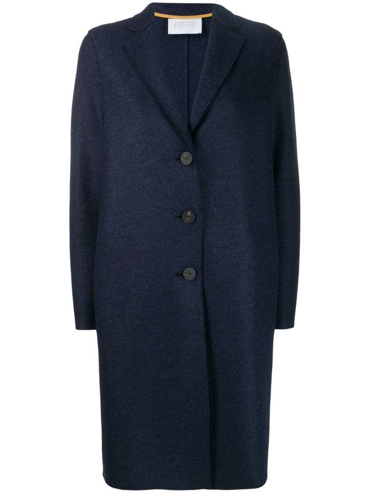 Harris Wharf London Mouline Blue Overcoat Pressed Wool