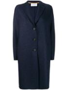 Harris Wharf London Mouline Blue Overcoat Pressed Wool