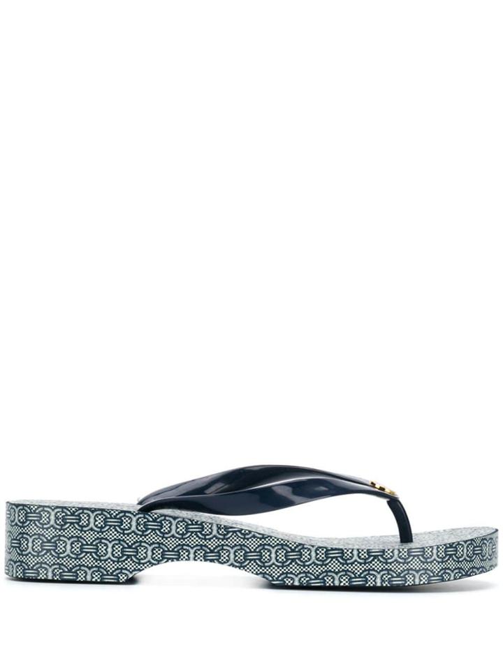 Tory Burch Printed Carved Wedge Flip-flop - Blue