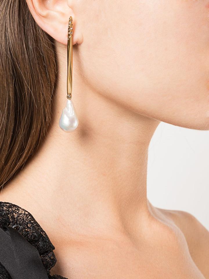 Alexander Mcqueen Pearl Embellished Earrings - Yellow & Orange