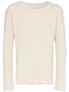 Greg Lauren Waffle Knit Raw Edge Cotton Top - Neutrals