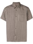 A.p.c. Striped Short Sleeve Classic Shirt - Brown
