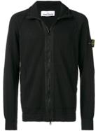 Stone Island Logo Zipped Cardigan - Black
