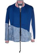 Greg Lauren Split Denim Bomber Jacket - Blue