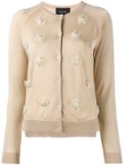 Simone Rocha Faux Pearl Embellished Cardigan, Size: Large, Nude/neutrals, Cashmere/merino/silk
