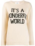Alberta Ferretti Slogan Knit Sweater - Neutrals