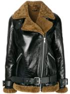 All Saints Shearling Lined Aviator Jacket - Black