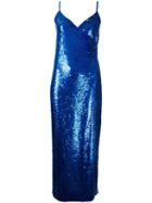 Ashish Sequined Slip Dress, Women's, Size: Small, Blue, Silk/pvc