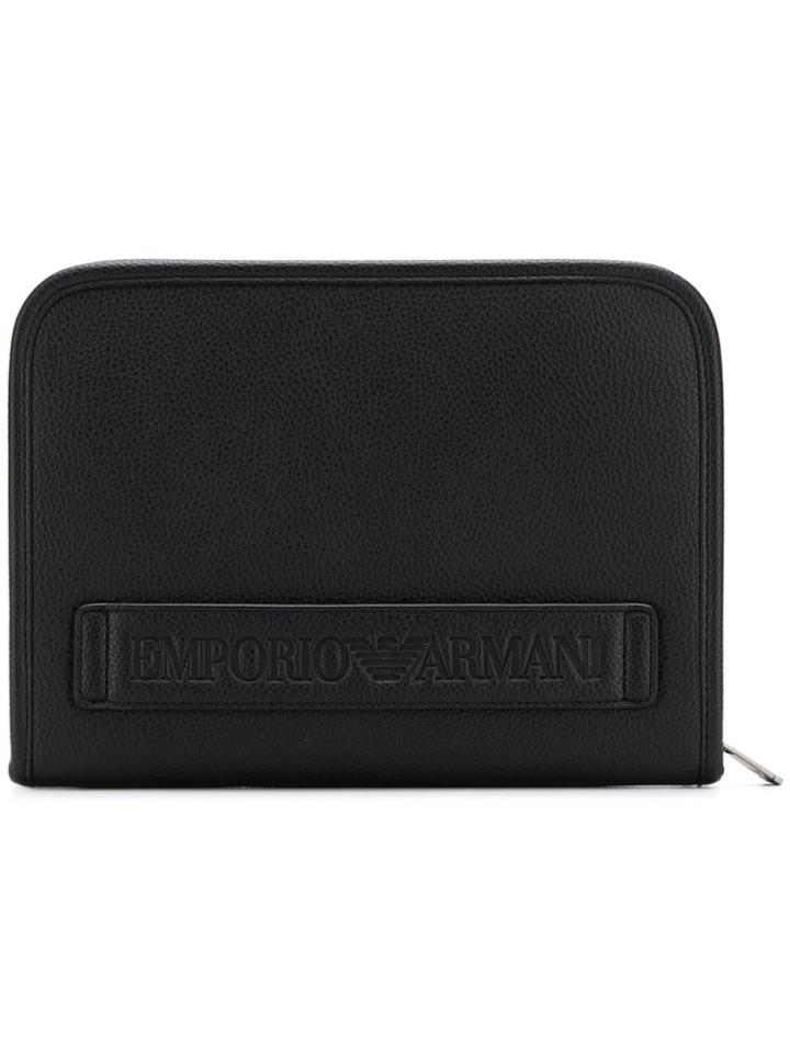 Emporio Armani Embossed Logo Document Holder - Black