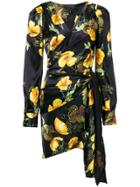 Philipp Plein Floral Printed Wrap Dress - Black