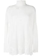 Ermanno Scervino Transparent Embroidered Detail Jumper, Women's, Size: 42, Nude/neutrals, Cotton/polyamide/polyester/alpaca
