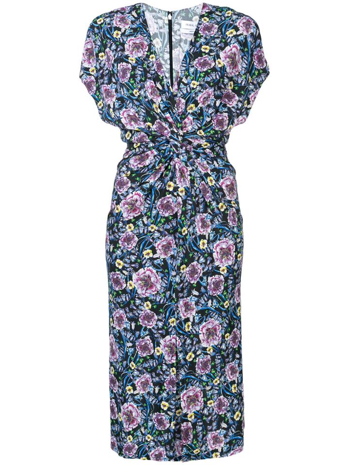 Prabal Gurung Front Twist Floral Dress - Black