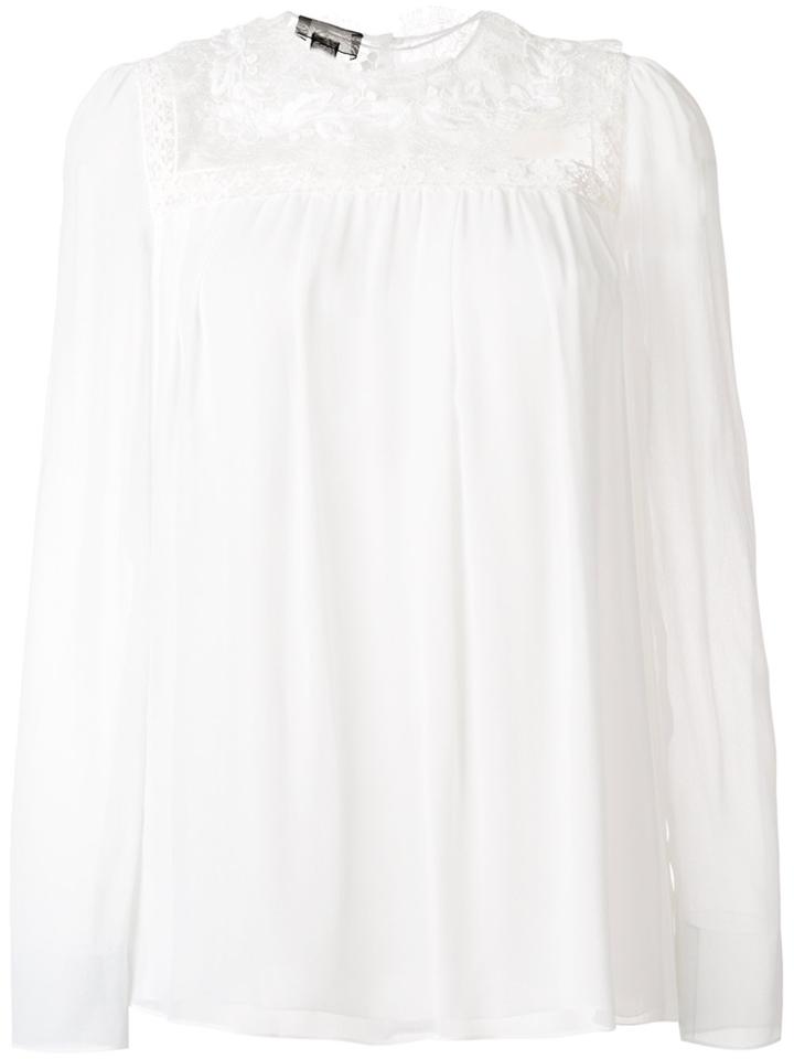 Giambattista Valli Lace Embroidered Shift Blouse - White