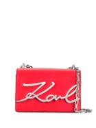 Karl Lagerfeld Logo Plaque Shoulder Bag - Red