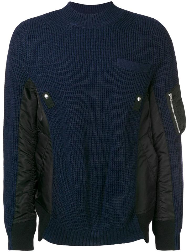 Sacai Contrast Ribbed Sweater - Blue