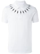 Neil Barrett Lightning Bolt Print Polo Shirt, Men's, Size: L, White, Cotton